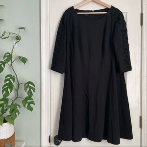 NWT Talbots Woman Petites Size 16WP Black 3/4 Sleeve Dress Lace Detail